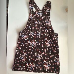 Gymboree Western Skies Brown Floral Corduroy Jumper Dress Girls Size 7
